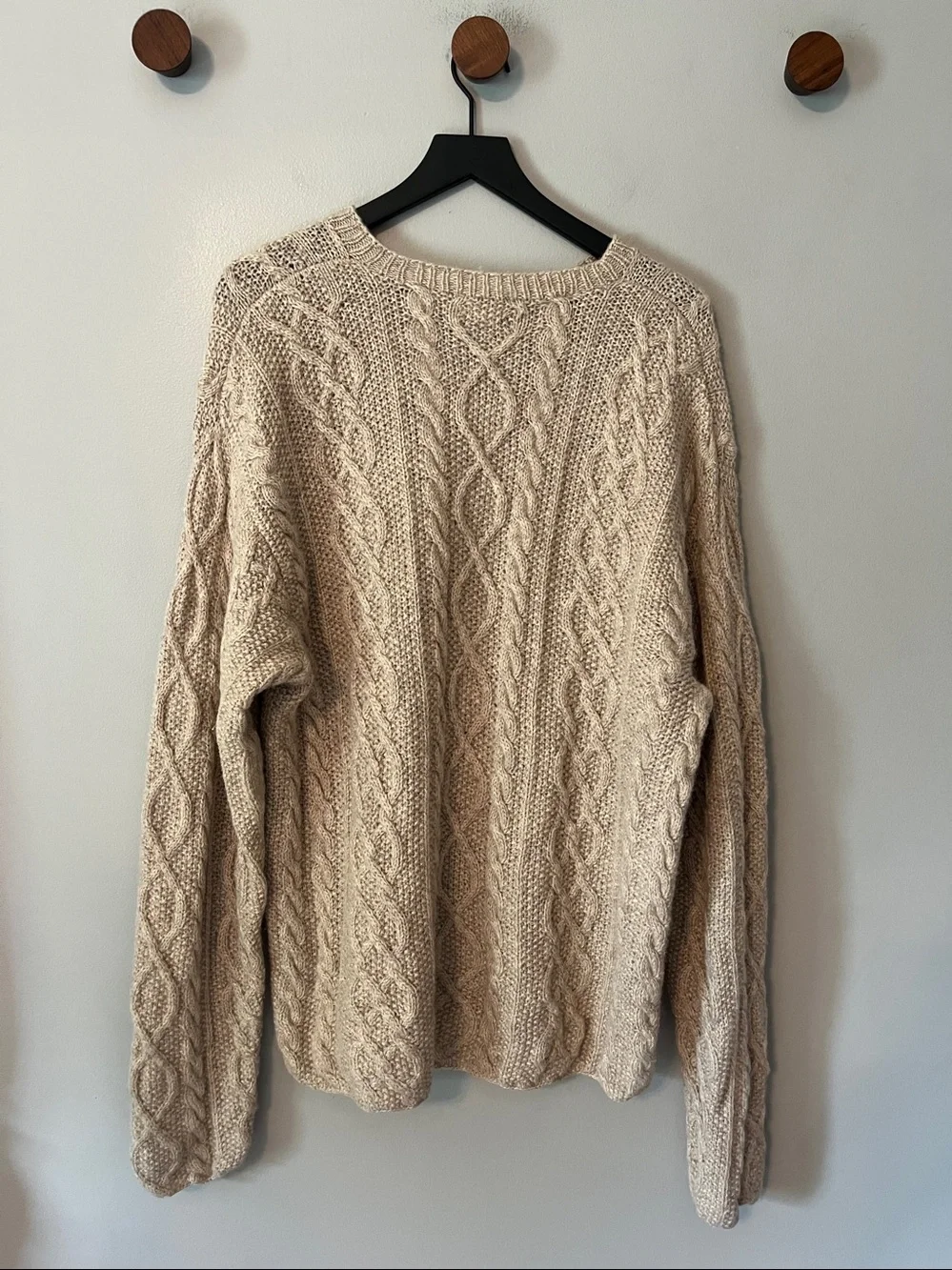 J. Crew Oarsman 100% WOOL Fisherman Sweater Beige/Oatmeal Men's Size Large